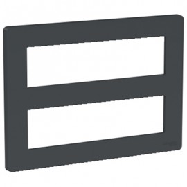 Support et plaque Unica pour boîte horizontale - 2x8 modules - Anthracite