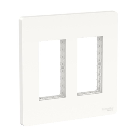 Support et plaque Unica pour boîte verticale - 2x4 modules - Blanc