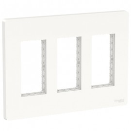 Support et plaque Unica pour boîte verticale - 3x4 modules - Blanc