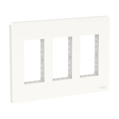 Support et plaque Unica pour boîte verticale - 3x4 modules - Blanc