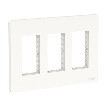 Support et plaque Unica pour boîte verticale - 3x4 modules - Blanc