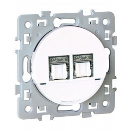 Double prise RJ45 Cat6 Grade3 Square - Multimédia STP - 250V - Blanc
