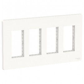 Support et plaque Unica pour boîte verticale - 4x4 modules - Blanc