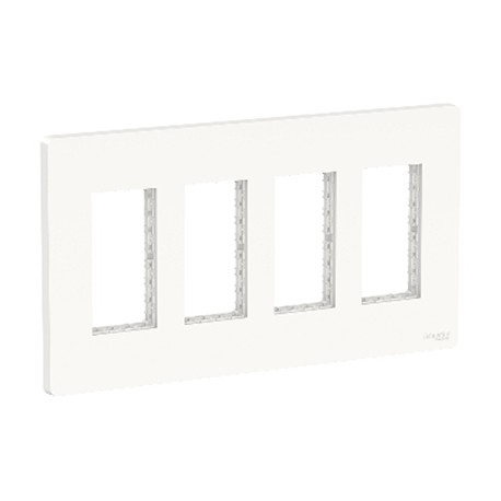 Support et plaque Unica pour boîte verticale - 4x4 modules - Blanc