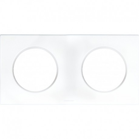 Plaque Square Eur'Ohm - 2 postes - Entraxe 71mm - Blanc