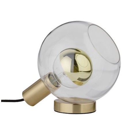 Lampe à poser Esben - 20W - E27 - Sans ampoule - Dimmable - Verre clair/Laiton brossé