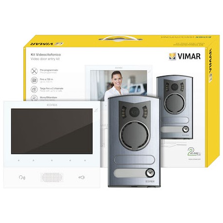 Kit portier-vidéo mains libres avec moniteur 7” écran tactile - 1 ou 2 familles - Blanc