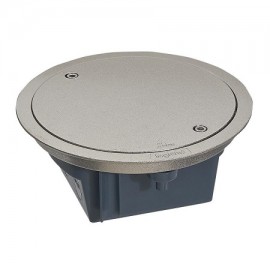 Boîte de sol ronde avec couvercle amovible Mosaic - Faux plancher ou chape béton - 4 modules - IP66 - Finition inox
