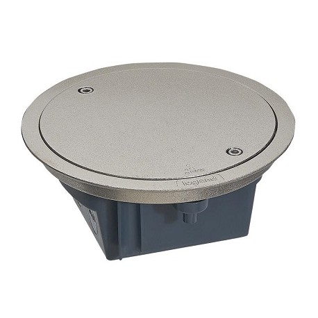 Boîte de sol ronde avec couvercle amovible Mosaic - Faux plancher ou chape béton - 4 modules - IP66 - Finition inox