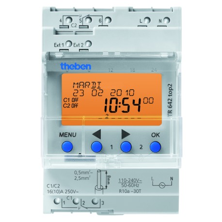 Horloge programmable digitale TR 642 top2 - 2 canaux - Blanc