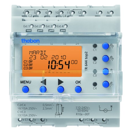 Horloge programmable digitale TR 644 top2 - 4 canaux - Blanc