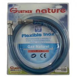 Flexible INOX - Gaz naturel - Ecrou G1/2 - 1,5m
