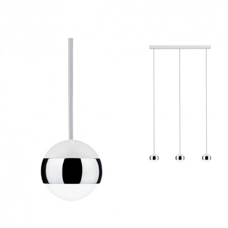 Suspension triple Capsule LED - 3x6W - 2700K - 420lm - Avec ampoule - Blanc/Chrome