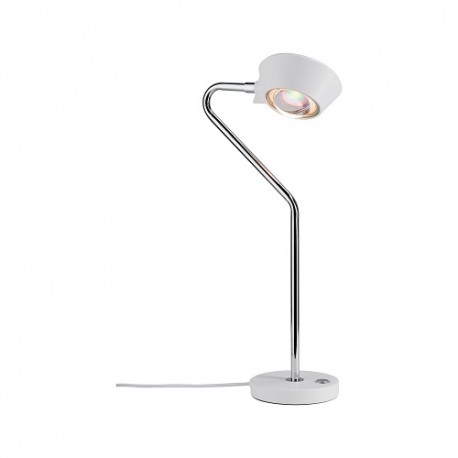 Lampe à poser LED Ramos - 8W - 2700K - 340lm - Dimmable - Avec ampoule - Chrome/Blanc dépoli