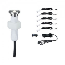 Kit de spots encastrés de sol Plug & Shine - Micro Pen - 3000K - 22° - Avec ampoule - 0.22W - Argent