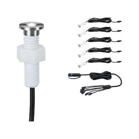 Kit de spots encastrés de sol Plug & Shine - Micro Pen - 3000K - 22° - Avec ampoule - 0.22W - Argent