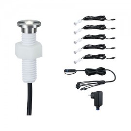 Kit de démarrage spots encastrés de sol Plug & Shine - Micro Pen - 3000K - 22° - Avec ampoule - 0.22W - Argent