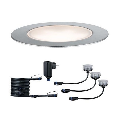 Kit de démarrage spot encastré de sol Plug & Shine - Floor - Dimmable - 3000K - 90° - Avec ampoule - 1W - Argent