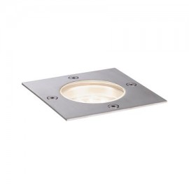 Spot encastré de sol Plug & Shine - Carré - Dimmable - 3000K - Avec ampoule - 4W - Inox