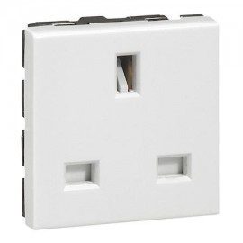 Prise Mosaic 2P+T - 13A - Standard britannique - 2 modules - Blanc