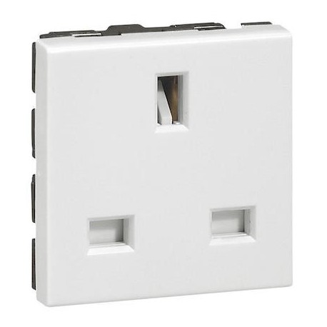 Prise Mosaic 2P+T - 13A - Standard britannique - 2 modules - Blanc