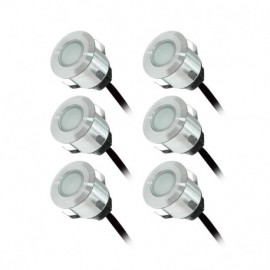 Kit de 6 spots LED encastrés de sol - Vert - Avec ampoule - 0,6W - Non dimmable - Gris
