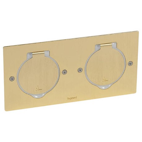 Platine de sol rectangle à équiper - 2 postes - Doré brossé