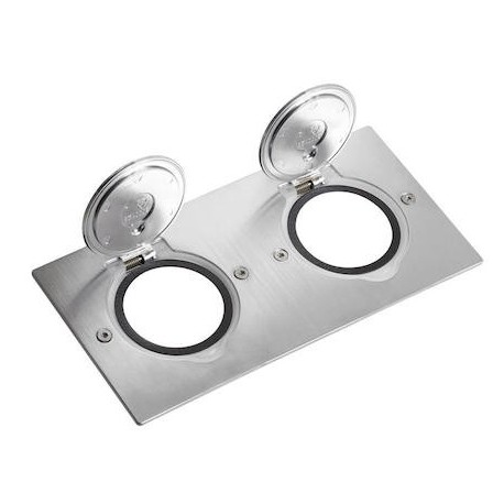 Platine de sol rectangle à équiper - 2 postes - Inox brossé