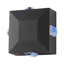 Applique murale LED - Gris anthracite - 6W - Diffuseur bleu - IP54 - Carré