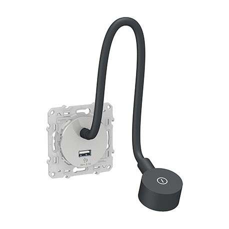 Liseuse Odace - LED - 2W - Prise USB - Alu