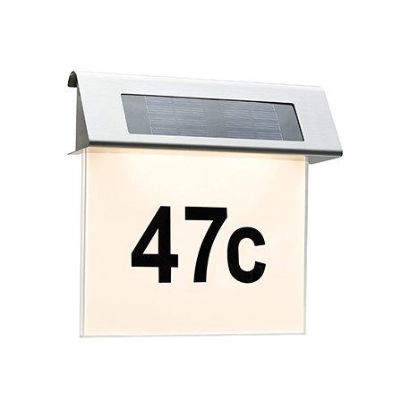 Applique Solar LED - Numéro de maison - Blanc - 0,2W - 3000K - IP44 - Capteur crépusculaire - Non dimmable