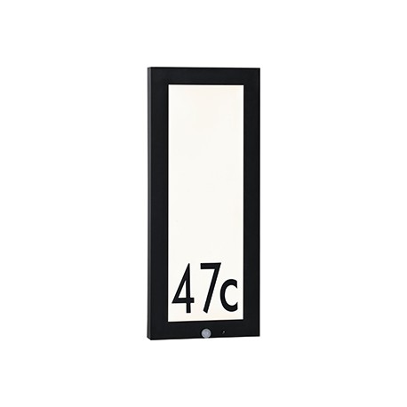 Applique Outdoor LED - Rectangulaire - Numéro de maison - Anthracite - 13W - 3000K - IP44 - Détecteur de mouvements