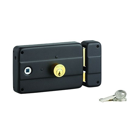 Serrure à fouillot - Applique horizontale - Cylindre ø25mm - Epoxy noir - Droite