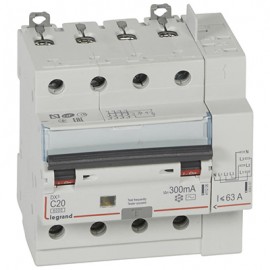 Disjoncteur différentiel monobloc DXᶾ 6000 - 4P - Vis/Auto - 20A - AC - 10kA - 300mA