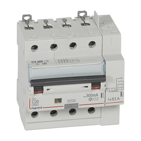Disjoncteur différentiel monobloc DXᶾ 6000 - 4P - Vis/Auto - 20A - AC - 10kA - 300mA