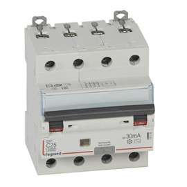 Disjoncteur différentiel monobloc DXᶾ 6000 - 4P - Vis/Vis - 25A - AC - 10kA - 30mA