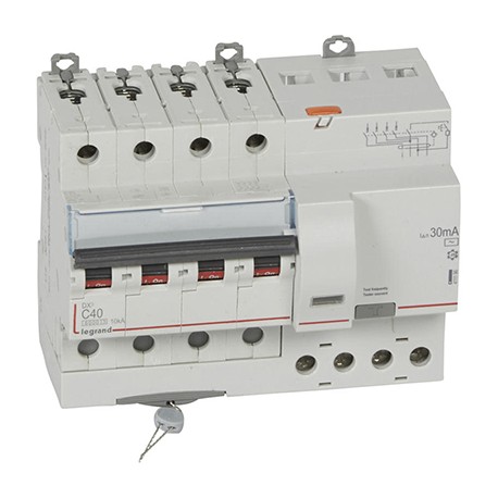Disjoncteur différentiel monobloc DXᶾ 6000 - 4P - Vis/Vis - 40A - AC - 10kA - 30mA