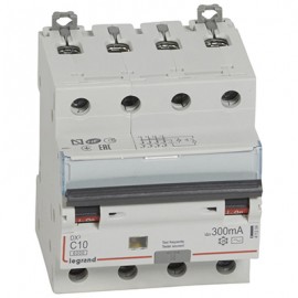 Disjoncteur différentiel monobloc DXᶾ 6000 - 4P - Vis/Vis - 10A - AC - 10kA - 300mA