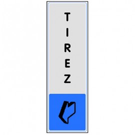Plaque Pictofix ”Tirez” - Adhésive - PVC - Argent