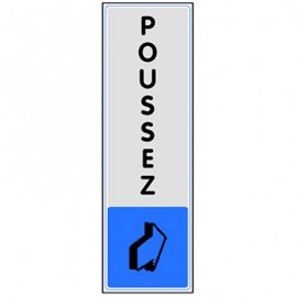 Plaque Pictofix ”Poussez” - Adhésive - PVC - Argent
