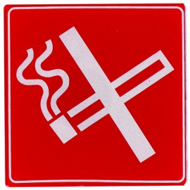 Plaque Pictofix symbole cigarette barrée - Adhésive - PVC - Argent