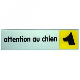 Plaque Pictofix ”Attention au chien” - Adhésive - PVC - Argent