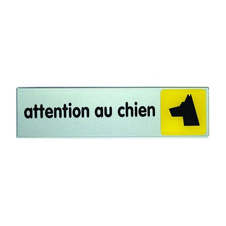 Plaque Pictofix ”Attention au chien” - Adhésive - PVC - Argent