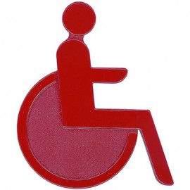 Idéogramme Handicapé - Nylon - Auto-adhésif - Rouge