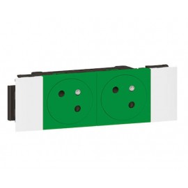 Double prises 2P+T Surface Soluclip Mosaic - 45° - 16A - Vert