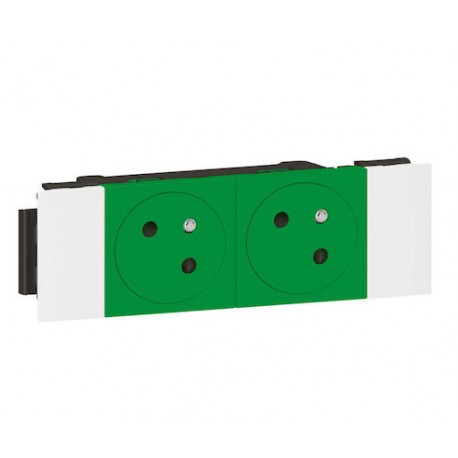 Double prises 2P+T Surface Soluclip Mosaic - 45° - 16A - Vert