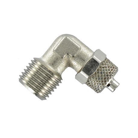 Raccord à coiffe coude - Mâle - ø6mm - 1/8” BSPT - Laiton