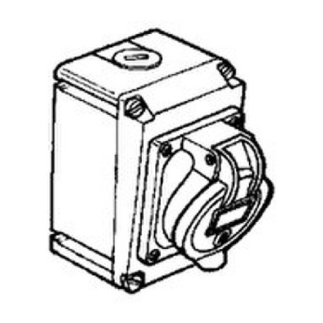 Prise fixe saillie Hypra - 63A - IP44 - 200/250 V~ - 2P+T - Plastique