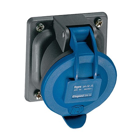 Prise fixe Hypra - 63A - IP44 - 200/250V~ - 3P+T - Plastique