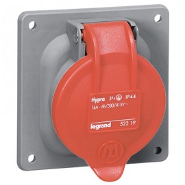 Prise fixe Hypra - 63A - IP44 - 380/415V~ - 3P+T - Plastique